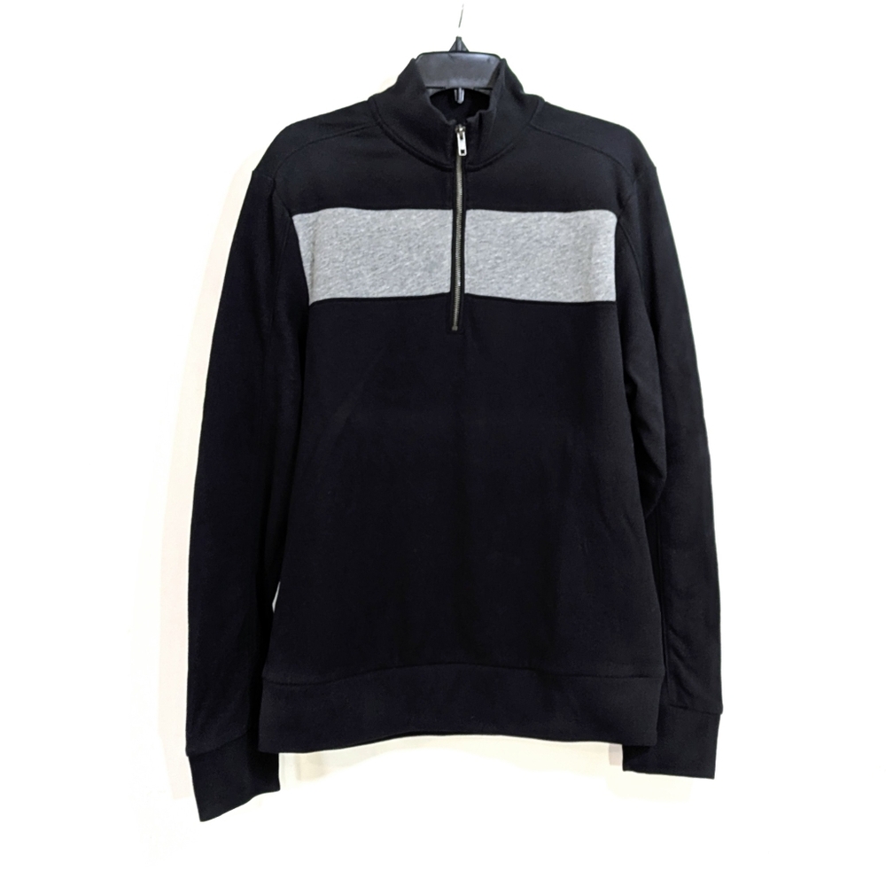 Prince & Fox Full Zip Black & Grey Colorblock Sweatshirt Jacket Size Medium Mens